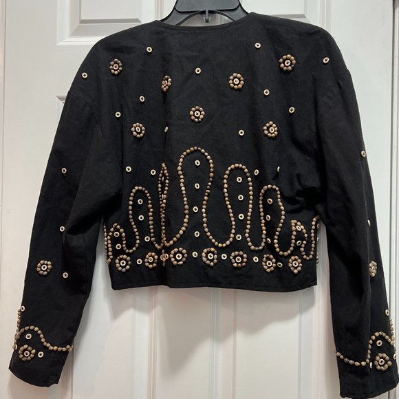 Rafia studio petit black blazer jacket vintage - Picture 5 of 5